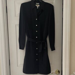Talbots Black Long-Sleeve Silk Shirt Dress Size 4